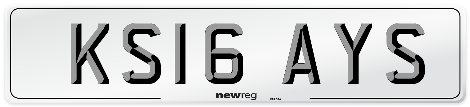 KS16 AYS Number Plate from New Reg